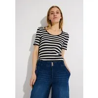 MORE&MORE Kurzarmshirt gestreiftes Cotton-Kurzamshirt, Wellenoptik