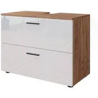 Vicco Waschbeckenunterschrank Irma, Eiche/Weiß Hochglanz, 80 x 58.6 cm (1-St)