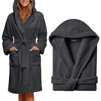 CALMONT Damenbademantel CALMONT - Bademantel Damen aus 100% Baumwolle Frottee mit Kapuze, Kapuze, Gürtel, Kapuze, Große Taschen, Gürtel, Aufhängeschlaufe