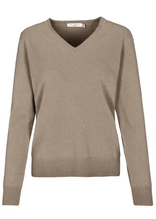 IN LINEA - NOS V-Pullover 745 taupe mel. - Gr. - 38