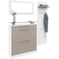 borchardt Möbel Garderoben-Set Oliva, (3-tlg), mit stehendem Schuhschrank, Paneel und Spiegel