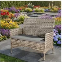 Melko Gartenbank Gartenbank Polyrattan Sitzpolster Rattanbank Bezug Outside Terrasse (Stück, Einzelartikel), Wasserabweisend