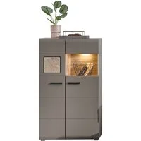 Lomadox Highboard FARO-36, basalt Absetzungen Eiche Hirnholz und Beleuchtung 80/139/37 cm