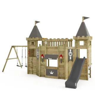 Großer Spielturm Citadel mit Rutsche und Sandkasten - Massivholz Kletterturm für den Garten - Stabiler Abenteuerspielplatz für Kinder - Wickey