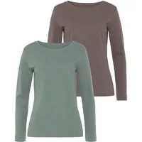 Vivance Langarmshirt aus reiner Baumwolle (2er-Pack) aus luftiger Interlock-Qualität
