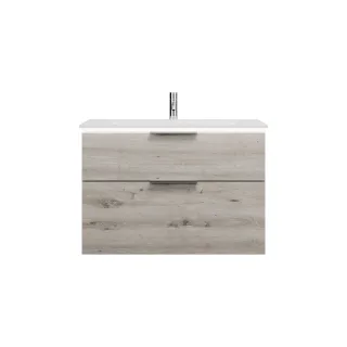 Burgbad Mineralguss Waschtisch-Set Eqio Eiche Dekor Silber/Alpinweiss, SEZE092F6015C0001 SEZE092F6015C0001