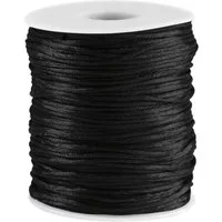 maDDma Kordel Satinschnur 80m x 1mm Flechtschnur Kumihimo Bastelschnur, schwarz