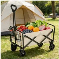 BlingBin Bollerwagen Bollerwagen Faltbar 120L 150kg, Klappbarer Handwagen 77 x 43 x 90 cm (1 Stück, 1-tlg., Größe: 77 x 43 x 90 cm, Volumen: 120 L, max. Belastbarkeit: 150 kg), Transportwagen mit 360° drehbaren Vorderreifen für Einkauf Camping