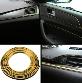 Metallic Gold / 5m Rolle Auto Innenraum Dekorleisten Zierleisten Leisten