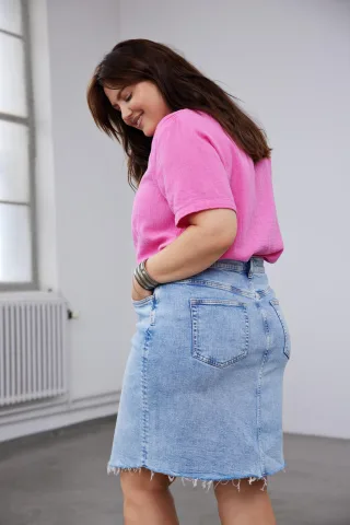 ONLY CARMAKOMA - CARKAT UNEVEN DNM SKIRT CRO light blue denim - Gr. - 52