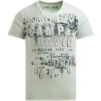 CAMP DAVID T-Shirt im Used Look mit Logo-Applikationen