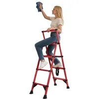 Rutaqian Vielzweckleiter Stehleiter Solidy Haushaltsleiter 4 Stufen Aluminium Klappleiter (Set, 1-St), Handlauf Arbeitsleiter mit Luftgepolsterte,rutschfeste Füße,Bis 150kg