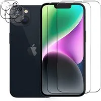 CoolGadget Schutzfolie Panzerfolie für iPhone 14, (Spar-Set 4in1, 2x Displayschutz, 2x Kameraschutz), Panzerglas Schutzfolie für Apple iPhone 14 Folie