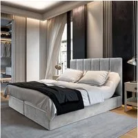 Masseno Boxbett BARINO 160x200 cm mit Bonell Matratze und Topper, Doppelbett, Polsterbett mit Kopfteil, Boxspringbett