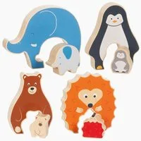 goki Steckpuzzle Aufstellpuzzle 4er Set, 2 Puzzleteile, Ein tierisches Vergnügen für kleine Entdecker