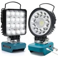 PRIISF Arbeitsleuchte Für Makita Li-ion Akku-Lampe LED Arbeitslicht Baustrahler Handlampe, Quadratisch, Arbeitsleuchte 18V Strahler Licht, kabellose HOCHLEISTUNG Taschenlampe, Baustellen Lampe Akku Scheinwerfer mit Typ C und USB-Aufladung