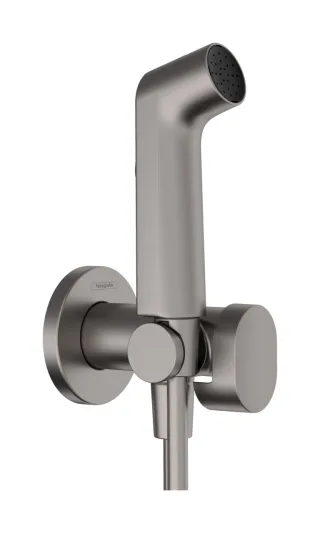 Hansgrohe Handbrause Bidette S f.Warmwasser m. Schlauch 1250mm und Porter brushed black chrome , 2 29232340
