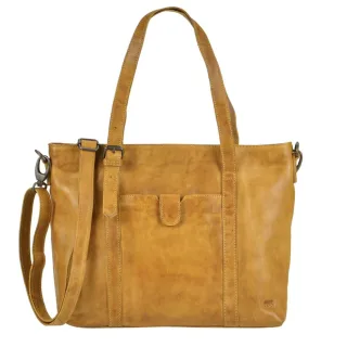 Bear Design Shopper Damen Leder ocker gelb Diede | Cow Lavato