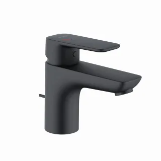 Kludi PURE & STYLE Waschtischarmatur 75 EcoPlus m. Metallablaufg. mattschwarz, 403883975 403883975