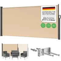 STEELSØN Seitenmarkise Zirella mit individuell einstellbarer Länge (beige, 160x400 cm) Windschutz mit Griff, Sichtschutz ausziehbar, für Garten/Terrasse