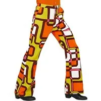 Widdmann Hippie-Kostüm 70er Herrenhose Röhren, Für Schlager- und Mottopartys: bunte Schlaghose für Männer im Stil