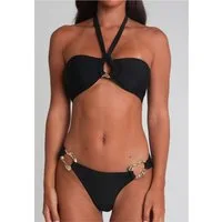 Moda Minx Triangel-Bikini-Top Irregular Hoop Halter Bandeau Top (1-St), mit edlem Schmuckelement