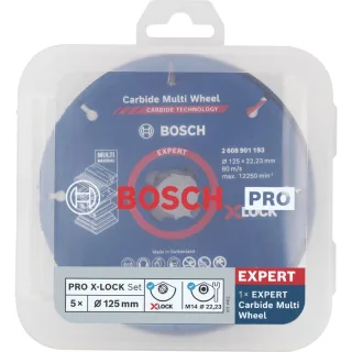Bosch PRO X-LOCK Trenn- und Fächerschleifscheiben-Set, 5-teilig, 125 mm, CMW - 2608619374