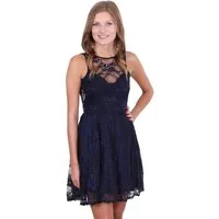 Sarcia.eu Spitzenkleid Dunkelblaues Ballerinakleid aus Spitze Ausschnitt am Rücken L