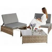 Mucola Balkonset Balkon-Sitzset 3-teilig aus Polyrattan – kompakt für Balkon & Terrasse, (Sitzgruppe, 3-teiliges Sitzset bestehend aus 2 Sesseln und 1 Tisch), Kompakte Bauweise für Balkon und kleine Terrassen