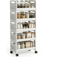 Sekey Küchenwagen Rollwagen 25 cm breit, servierwagen mit rollen, 25×35×103cm, gemüseregal küchenwagen Metall Aufbewahrungsregal