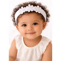 La Bortini Stirnband Baby Kopfband in Weiß mit Blumen Kopfschmuck für Mädchen (für Mädchen, mit Blumen) elastisch, weiß creme