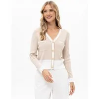 Passioni Cardigan mit goldenen Knöpfen Sommer Cardigan in beige oder navy