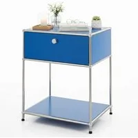 Floordirekt Beistelltisch Concept Epure MK-139, B50 × T40 × H65 cm, verschließbare Schublade (modular, kratzfeste Pulverbeschichtung), Beistellregal mit verchromtem Metallgestell, höhenverstellbare Füße
