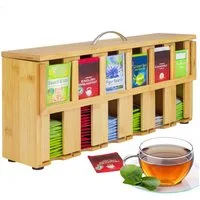 ONVAYA Teebox Teebox aus Holz, Teekiste mit 6 Fächern, Teebeutelbox, Bambus