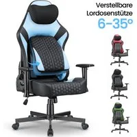 HOMALL Gaming-Stuhl gaming stuhl,mit verstellbarer Lendenstütze 6°-35°, 2D-Armlehnen,Rückenlehne 90°-135° verstellbar,150kg Belastbarkeit