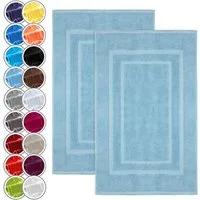 NatureMark Badematte 2er-Set Badvorleger 50x80cm, strapazierfähig, Baumwolle, rechteckig, Badematte 2-tlg., Duschmatte Duschvorleger, Premium Qualität, 50x80cm, Hell blau