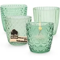 BigDean Teelichthalter Windlicht Glas grün Teelichthalter 4er Set Teelichthalter (Set, 4 St., Teelichtglas), Teelicht aus Glas mit dem gewissen Flair