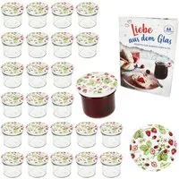 MamboCat Einmachglas 25er Set Sturzglas 125ml Einmachglas TO66 Wald-Erdbeere Deckel, Glas