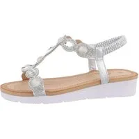 Ital-Design Damen Freizeit Riemchensandalette (86016840) Keilabsatz/Wedge Keilsandaletten in Silber
