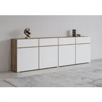 OTTO home Sideboard Cross,Breite 225 cm, moderne grifflose Kommode,4 Türen/4 Schubkästen, Schubladenschrank mit viel Stauraum, Einlegeböden verstellbar