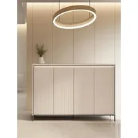 Compleo Kommode beige mit Lamellen FLORE, Elegant Schlafzimmer, Flur, geräumig