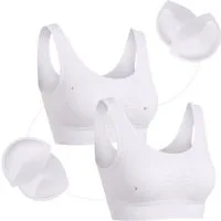 fashionshowcase Bustier Damen 2er Pack Bambus BH mit Pads breite Träger weich (2-tlg) weiches Bambusmaterial mit breiten Komfortträgern