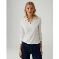 OPUS Langarm-Poloshirt Seti aus ECOVERO™ Viskose Mix Slim Fit schmale Passform, gerader Schnitt, Langarm, weicher Griff