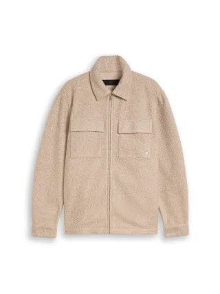 Denim Tom Tailor - Bouclé Overshirt mit Reißverschluss dusty beige melange - Gr. - XL
