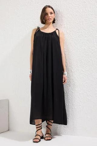 Gerades, locker fallendes Maxikleid für Damen, lässig/alltagstauglich