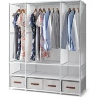 FANNOU Stoffschrank Kleiderschrank mit Kleiderstangen und Schubladen (1-St) 165,5x143,5x45 cm