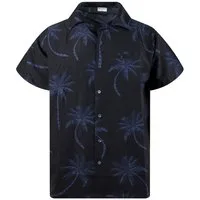 King Kameha Hawaiihemd "Palmshadow" Funky Hawaii-Hemd Herren Kurzarm Front-Tasche Sommerhemd