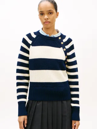 GOLD BTN UTILITY LS C-NK SWT Big Brt Stp Dark Night - Gr. - L