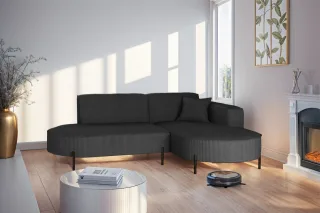 Ecksofa Designersofa VALENCIA XS in Stoff Scala Anthrazit Ottomane Rechts