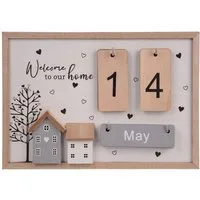 UNUS HOME Dekofigur Tischkalender Tageszähler (natur), Stilvoller Holzkalender, nachhaltig, ganzjährig nutzbar, dekorativ.
